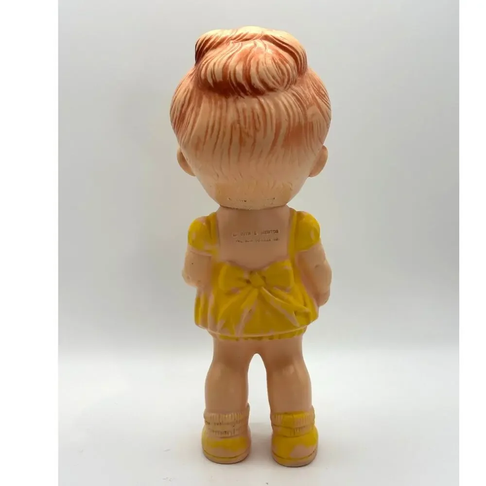 Vintage Ruth B. Newton Sun Rubber Co. Girl in Yellow Dress Squeaky Doll